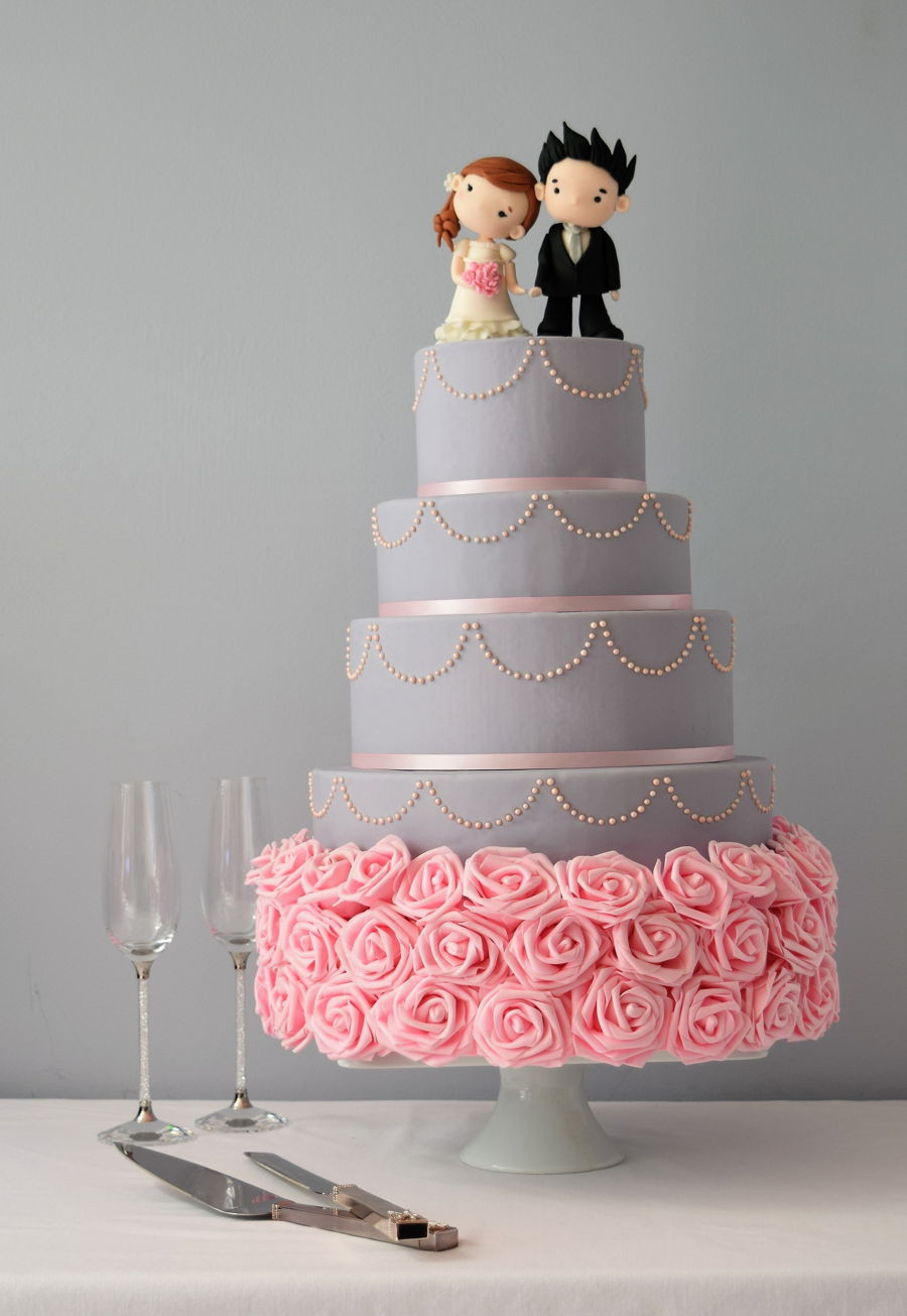 Pink And Grey Wedding Cakes
 Everything s Rosey Wedding Cake CakeCentral