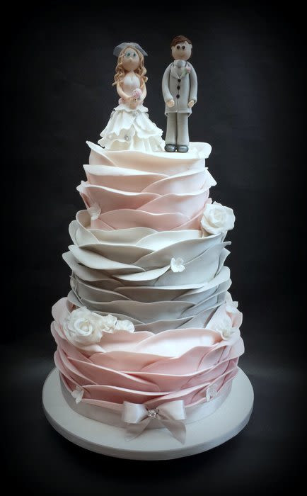 Pink And Grey Wedding Cakes
 Pink & Grey Ombre Ruffle Wrap Wedding Cake Cake by