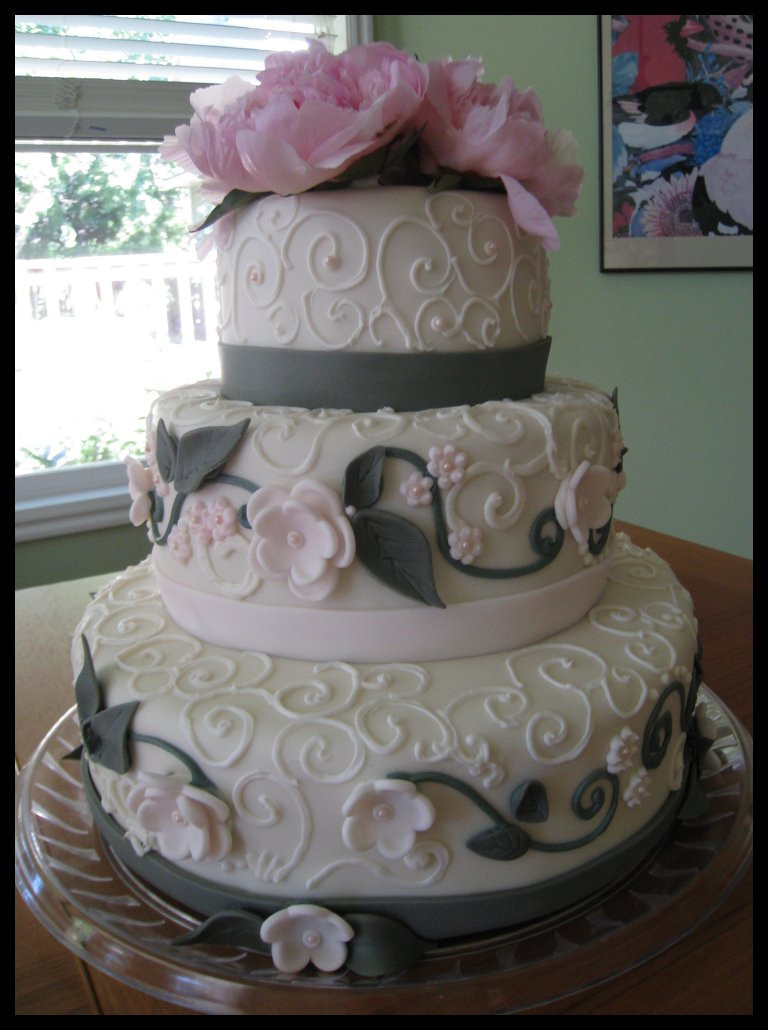 Pink And Grey Wedding Cakes
 TkDoll Wedding Cake