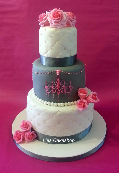 Pink And Grey Wedding Cakes
 Pink and Grey Wedding Cake Cake by Lies CakesDecor