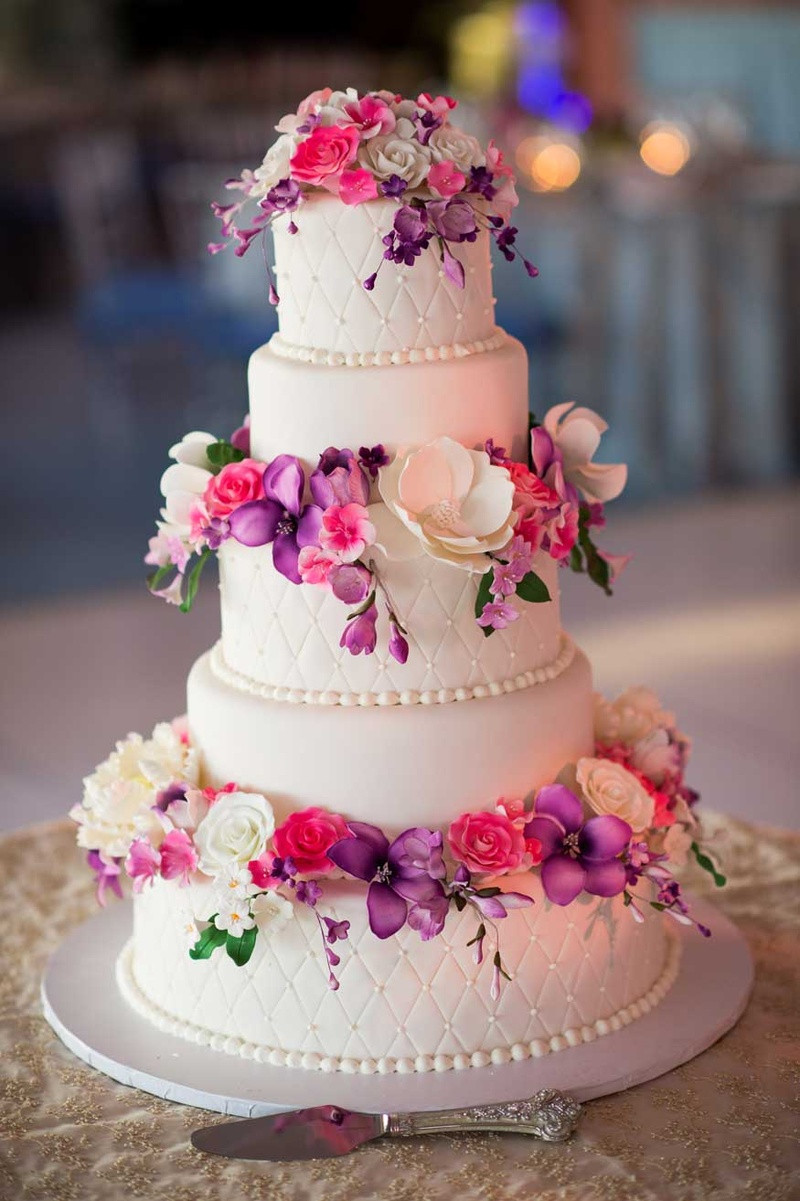 Pink And Purple Wedding Cakes
 Cakes & Desserts s Pink & Purple Sugar Flower Cake