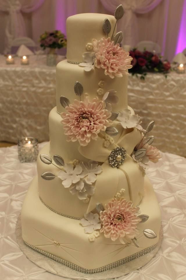 Pink And Silver Wedding Cakes
 Elegant soft pink and silver wedding cake wedding cake