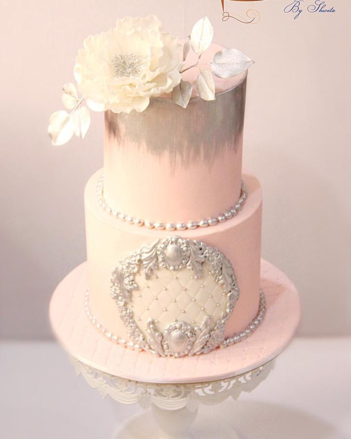Pink And Silver Wedding Cakes
 Pink and Silver Bling cake by Signature Cake By Shweta