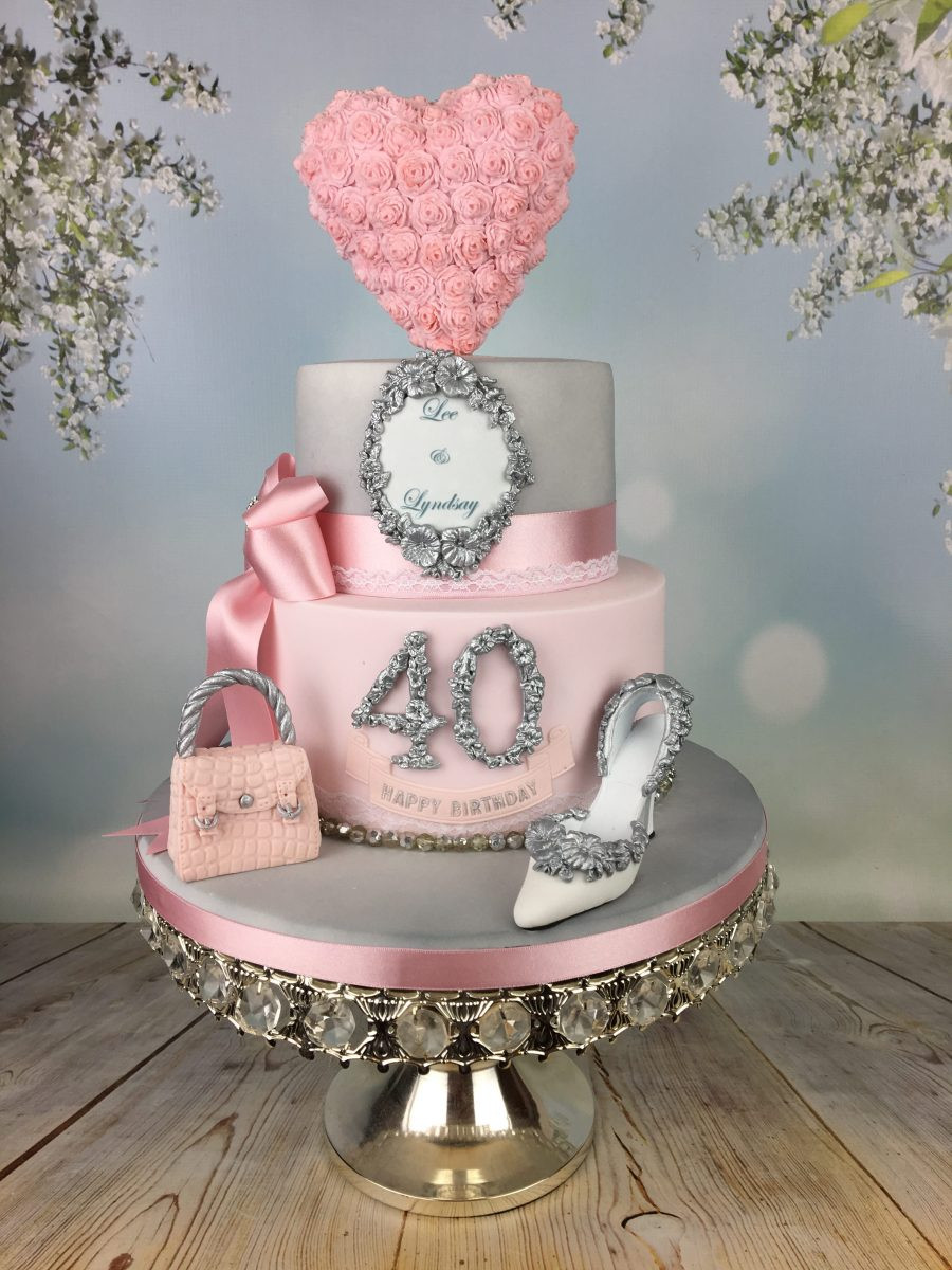 Pink And Silver Wedding Cakes
 Engagement Birthday cake in silver and pink Mel s