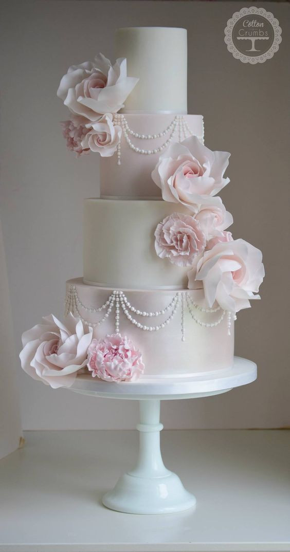 Pink And White Wedding Cake
 Best 25 Pink wedding cakes ideas on Pinterest