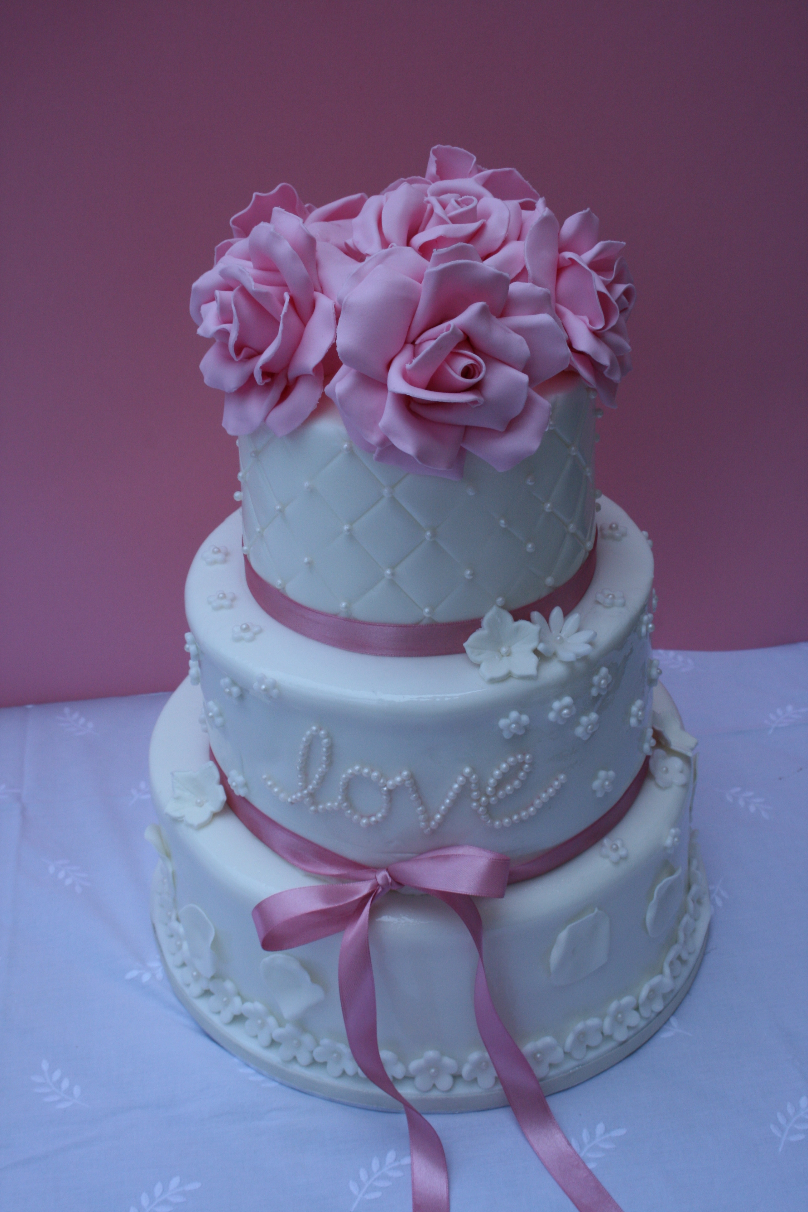 Pink And White Wedding Cake
 Pink And White Wedding Cake CakeCentral