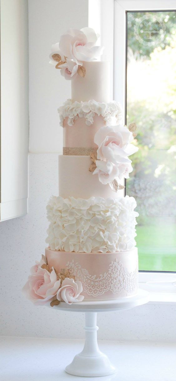 Pink And White Wedding Cake
 Best 25 Pink wedding cakes ideas on Pinterest