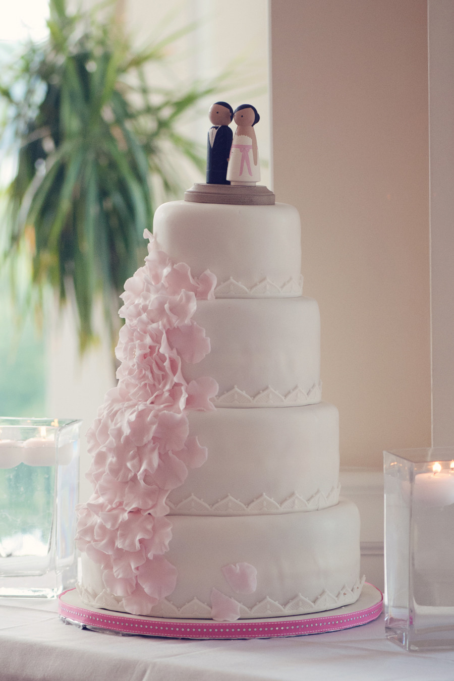 Pink And White Wedding Cake
 Pink and White Fondant Wedding Cake Elizabeth Anne