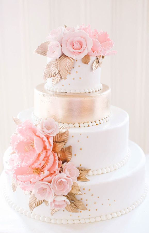 Pink And White Wedding Cake
 40 Romantic Pink and Gold Wedding Color Scheme Ideas