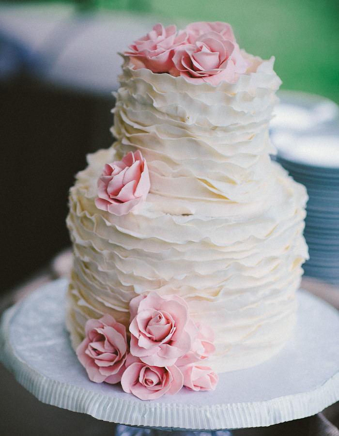 Pink And White Wedding Cake
 Ida and Clay s Cashiers North Carolina Wedding shot by