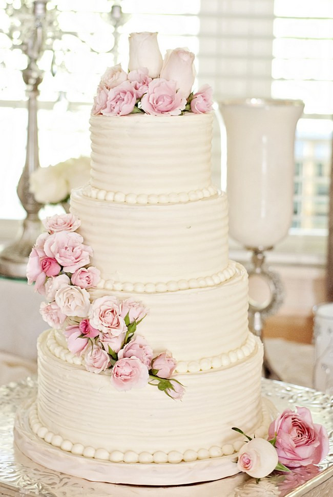 Pink And White Wedding Cakes
 25 Amazing All White Wedding Cakes