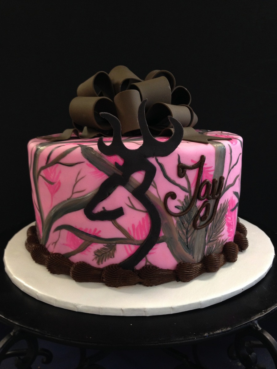 Pink Camo Wedding Cakes
 Real Tree Pink Camo Cake With Browning Symbol I Hand