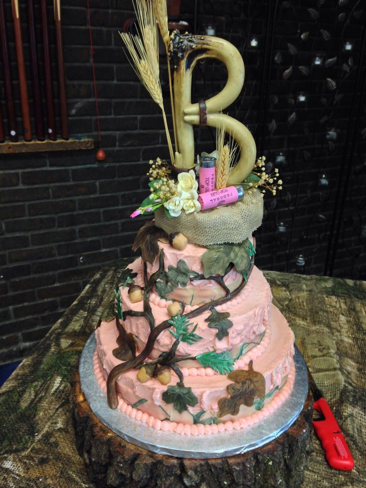Pink Camo Wedding Cakes
 Pink "real tree" camo wedding cake
