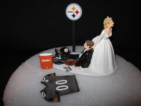 Pittsburgh Wedding Cakes
 Pittsburgh Steelers Wedding Cake Topper Bride Groom Jersey