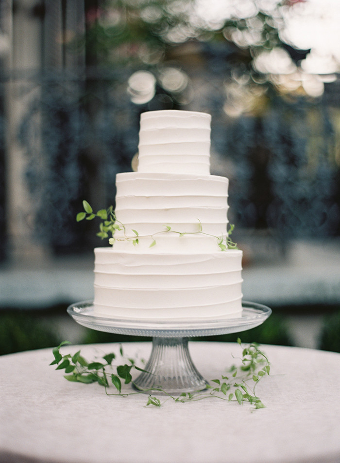 Plain White Wedding Cake
 Secret Garden Inspired Wedding