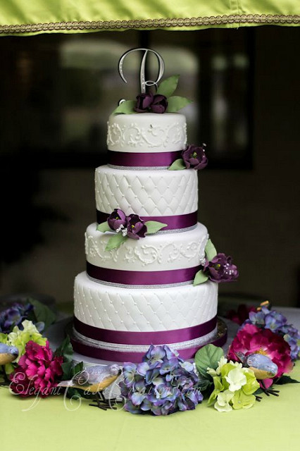 Plum Wedding Cakes
 Plum Tulips Wedding Cake