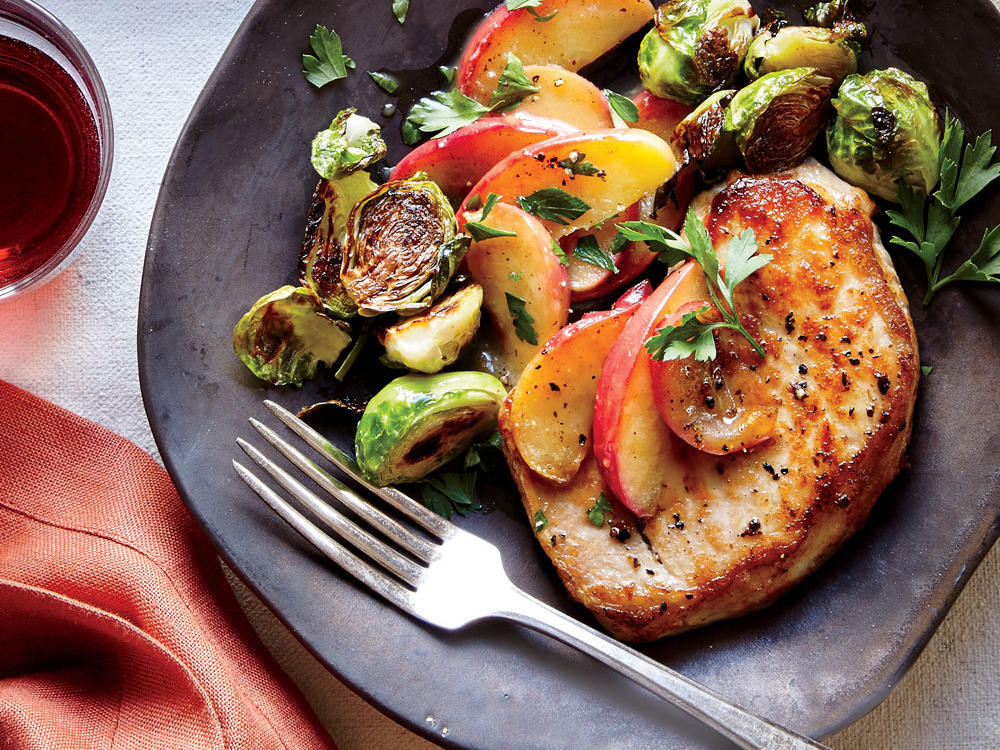 Pork Chops Recipe Healthy
 Pork Chops with Sautéed Apples and Brussels Sprouts Recipe