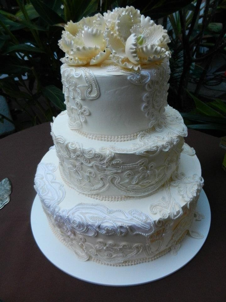 Portos Bakery Wedding Cakes
 This was the finished product of our wedding cake Lace