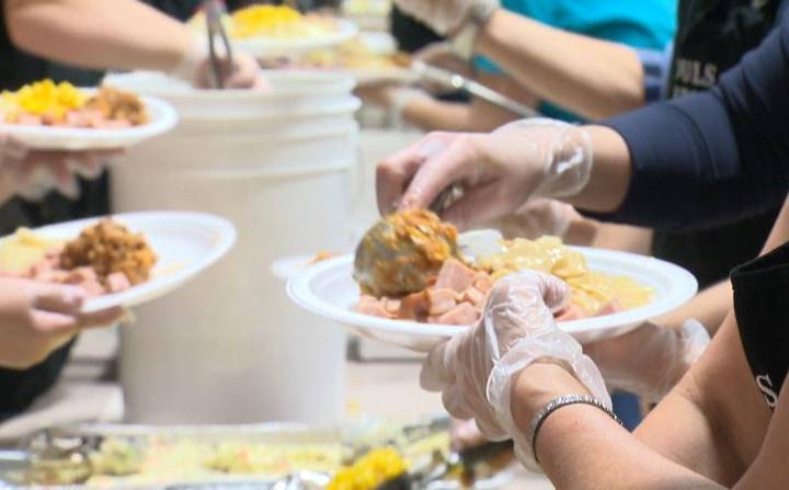 Prepared Easter Dinner
 Hundreds e for Easter dinner put on by Souls Harbour