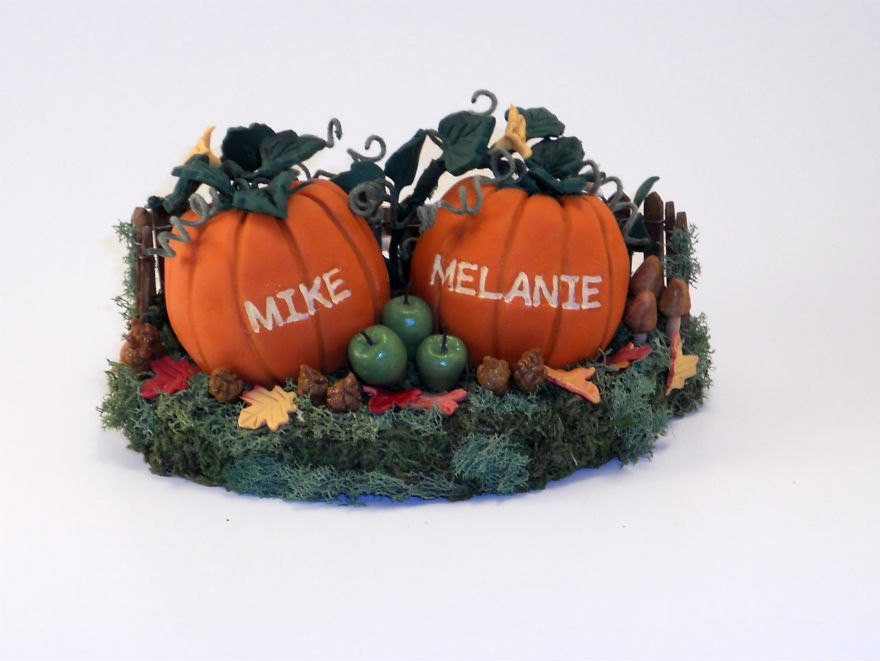 Pumpkin Wedding Cake Toppers
 Custom Medium Pumpkins Wedding Cake Topper Decoration or