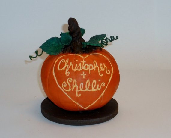 Pumpkin Wedding Cake Toppers
 Pumpkin Wedding Cake Topper Sculpture by SweetPixiePie