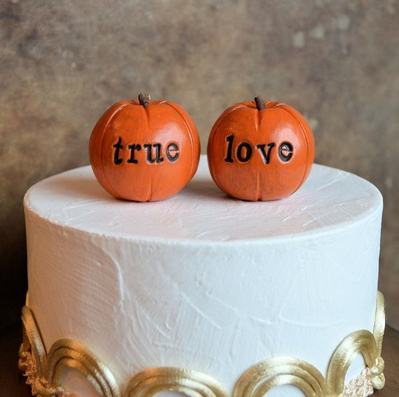 Pumpkin Wedding Cake Toppers
 Pumpkin wedding cake topper orange true love pumpkins