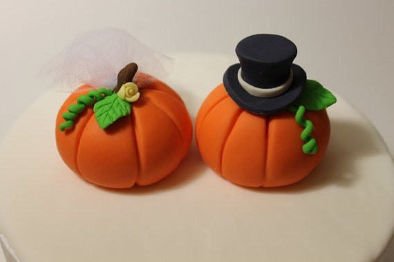 Pumpkin Wedding Cake Toppers
 Fondant Pumpkin Wedding Cake Toppers 2 pack