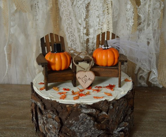 Pumpkin Wedding Cake Toppers
 Pumpkin fall autumn wedding cake topper themed Thanksgiving