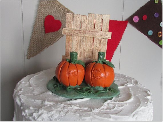 Pumpkin Wedding Cake Toppers
 Pumpkins & Rustic Fence Wedding Cake Topper Pumpkin Cake