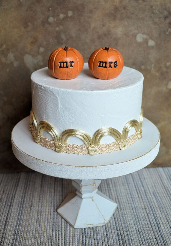 Pumpkin Wedding Cake Toppers
 Wedding cake topper orange mr mrs pumpkins fall and by