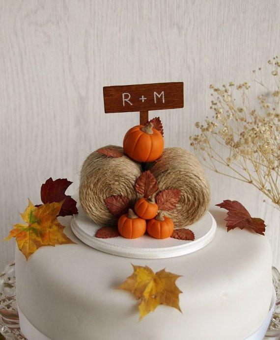 Pumpkin Wedding Cake Toppers
 Rustic Pumpkin Hay Bales Cake Topper Fall Wedding Cake