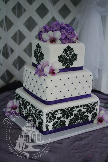 Purple And Black Wedding Cakes
 Ph D serts Purple & Black Damask Wedding Cake