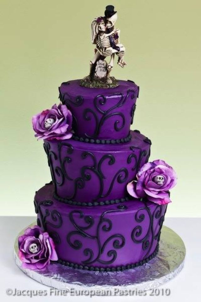 Purple And Black Wedding Cakes
 Skull Wedding Cakes