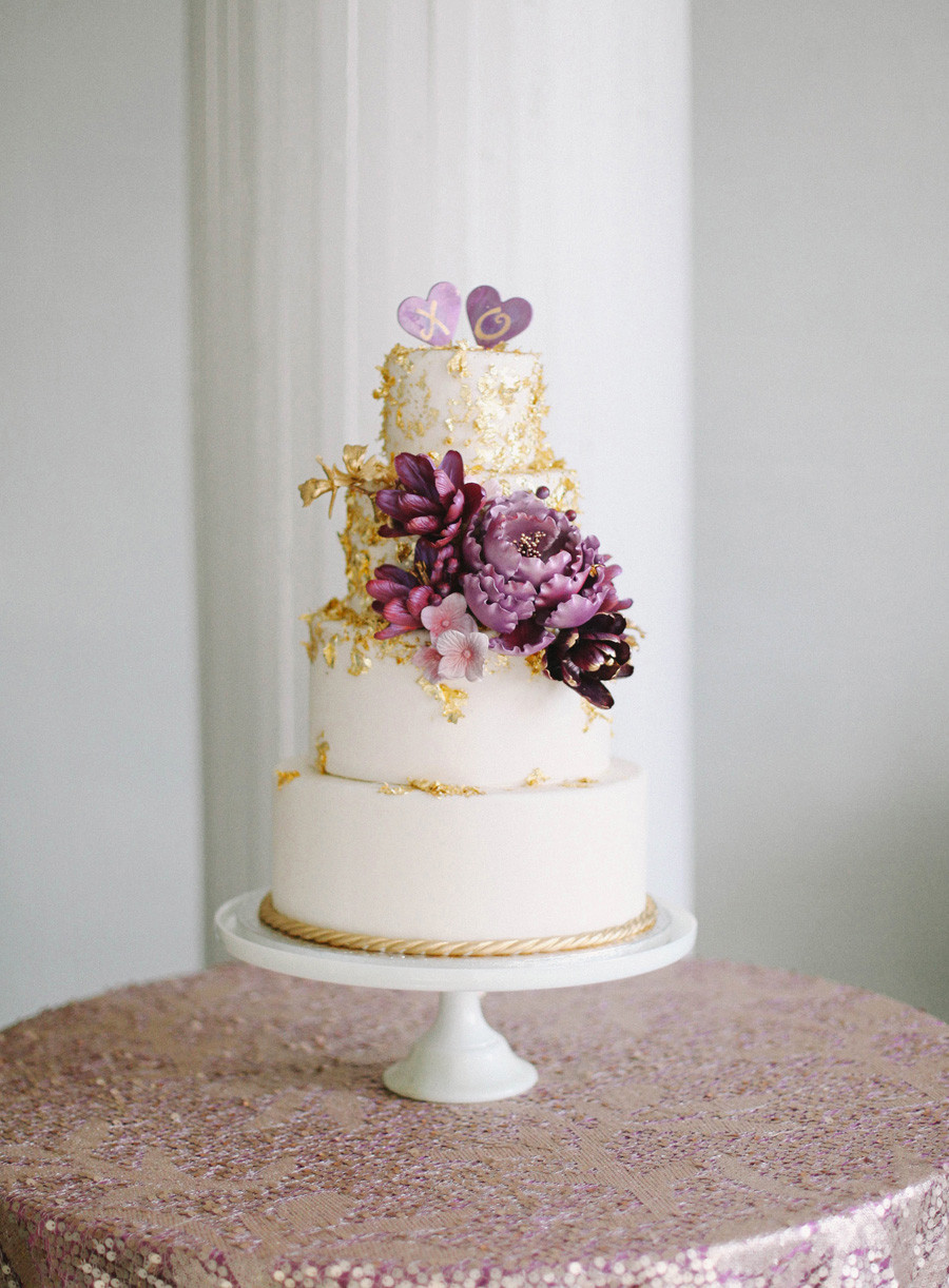 Purple And Gold Wedding Cakes
 Purple and Gold Wedding Cake Elizabeth Anne Designs The