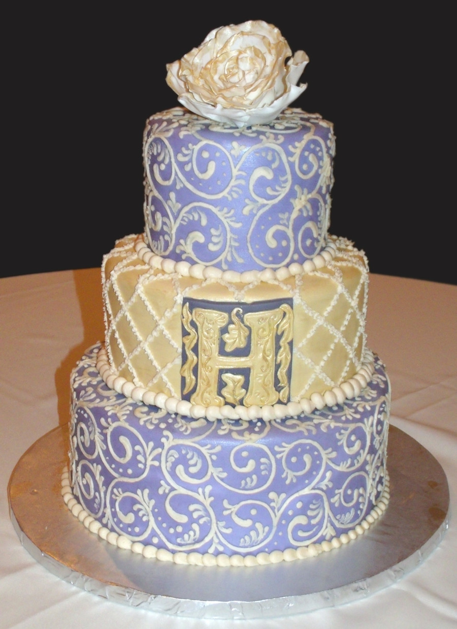 Purple And Gold Wedding Cakes
 Purple And Gold Romantic Wedding Cake CakeCentral