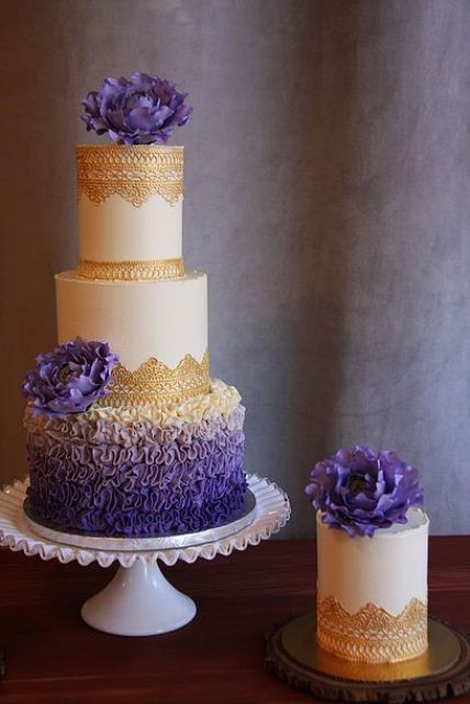 Purple And Gold Wedding Cakes
 29 Refined Purple And Gold Wedding Ideas Weddingomania