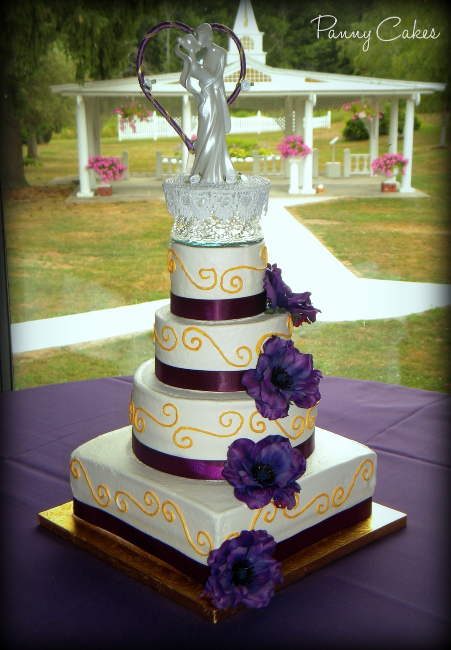Purple And Gold Wedding Cakes
 Purple & Gold Wedding Cake CakeCentral
