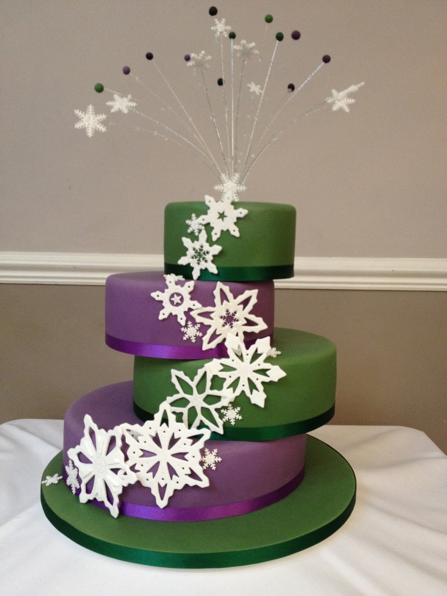 Purple And Green Wedding Cakes
 Purple & Green Snowflake Wedding Cake CakeCentral