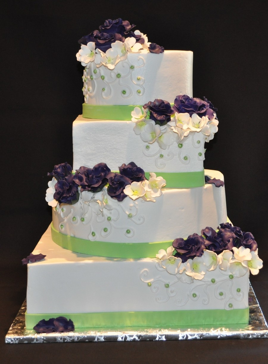 Purple And Green Wedding Cakes
 Green And Purple Wedding Cake CakeCentral