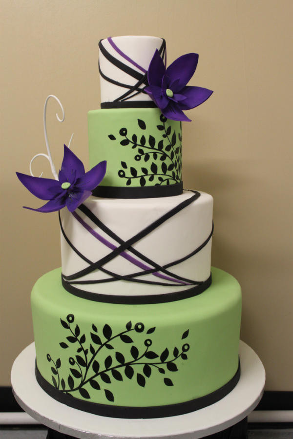 Purple And Green Wedding Cakes
 Purple and Green Wedding cake by Dina CakesDecor