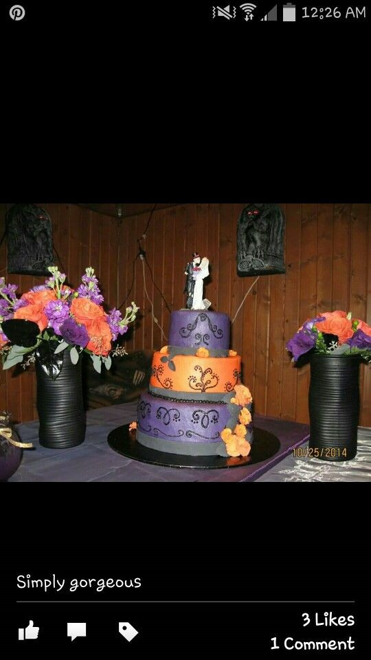 Purple And Orange Wedding Cakes
 1000 images about Purple & Orange Halloween Wedding on