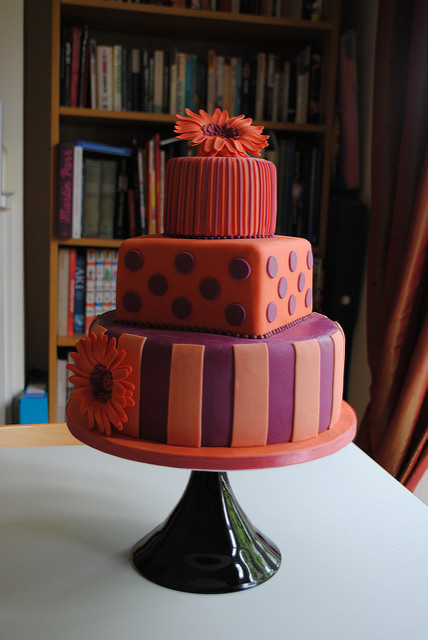 Purple And Orange Wedding Cakes
 Orange and purple wedding cake