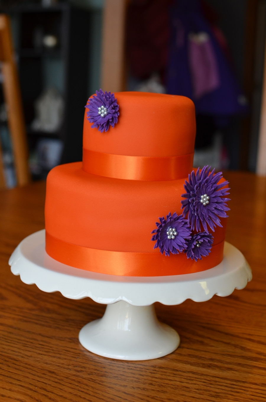 Purple And Orange Wedding Cakes
 Orange With Purple Daisies CakeCentral