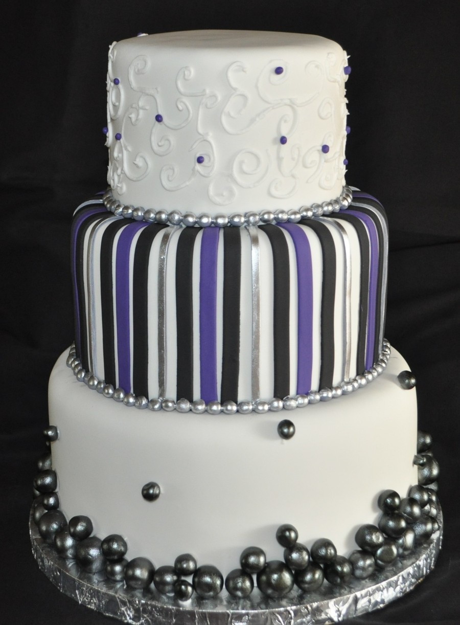 Purple And Silver Wedding Cakes
 Purple Black And Silver Wedding Cake CakeCentral