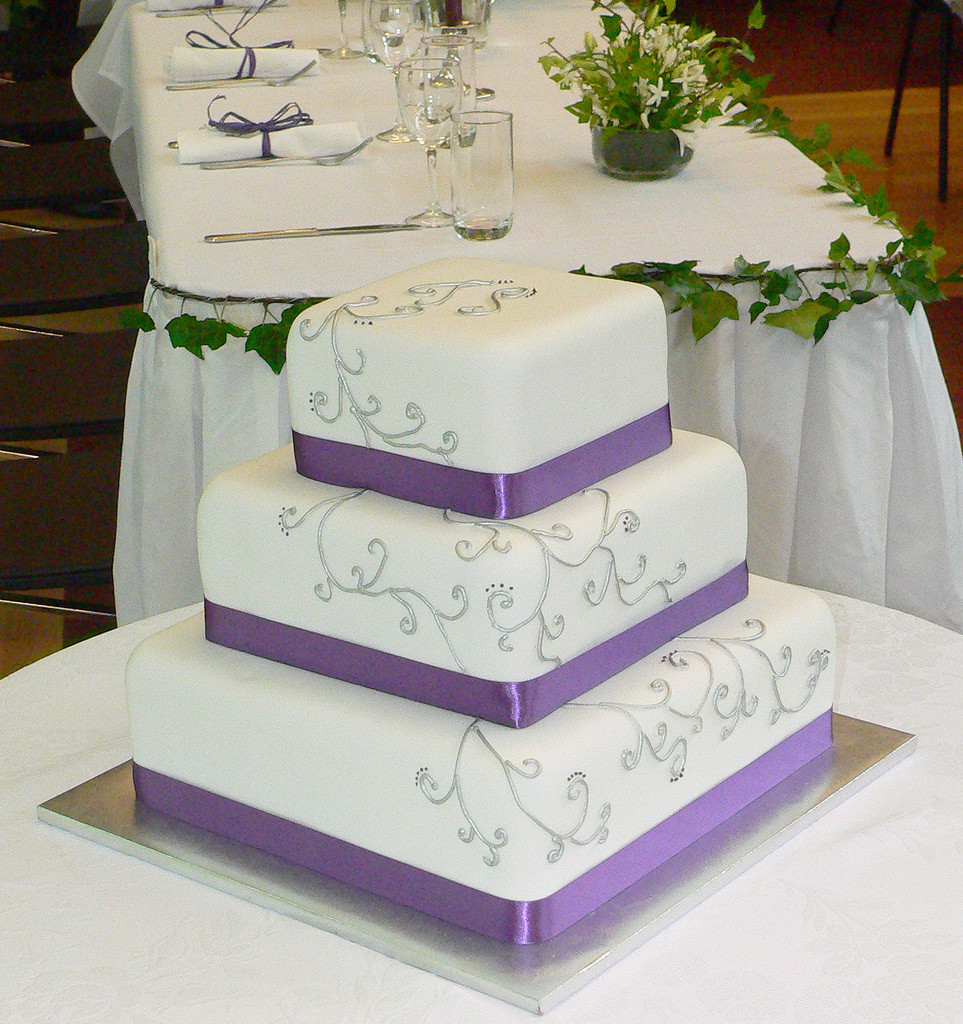 Purple And Silver Wedding Cakes
 Purple and Silver Wedding Cake WishUponACake