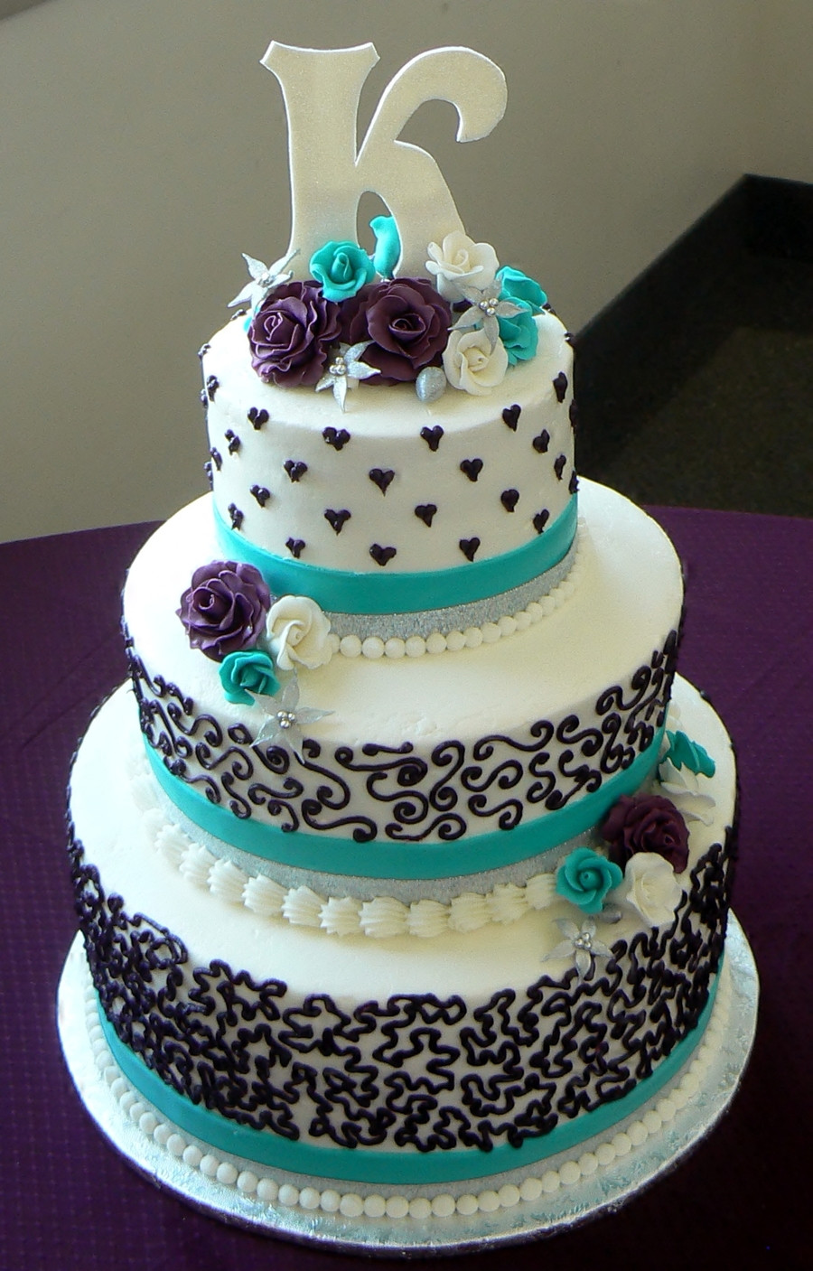 Purple And Teal Wedding Cakes
 Aqua And Purple Wedding Cake CakeCentral