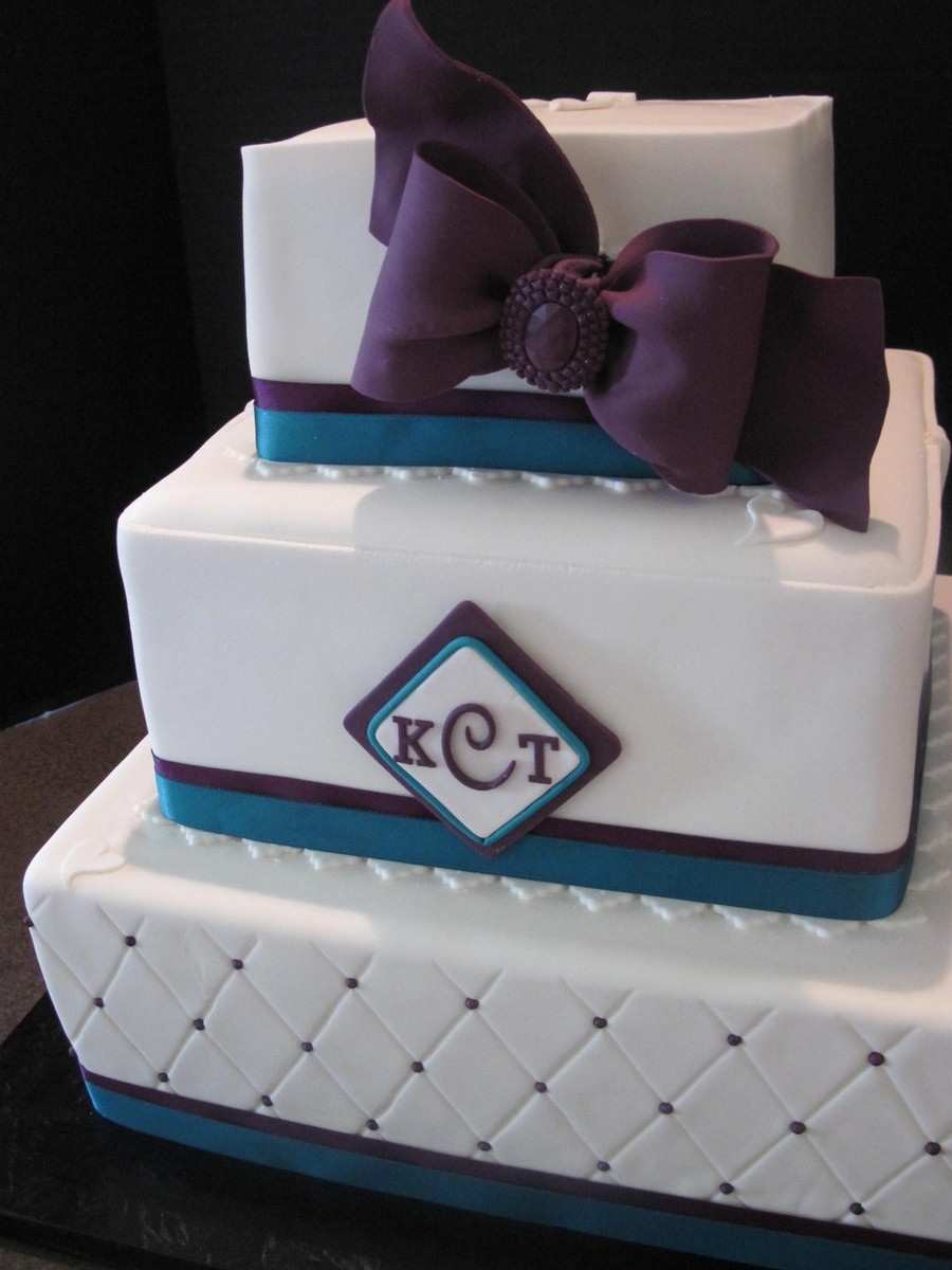 Purple And Teal Wedding Cakes
 Teal purple Square Wedding Cake CakeCentral