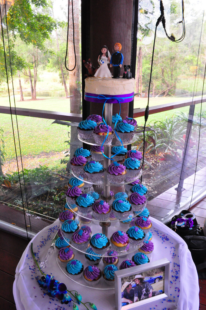 Purple And Turquoise Wedding Cakes
 Purple and turquoise wedding cupcakes