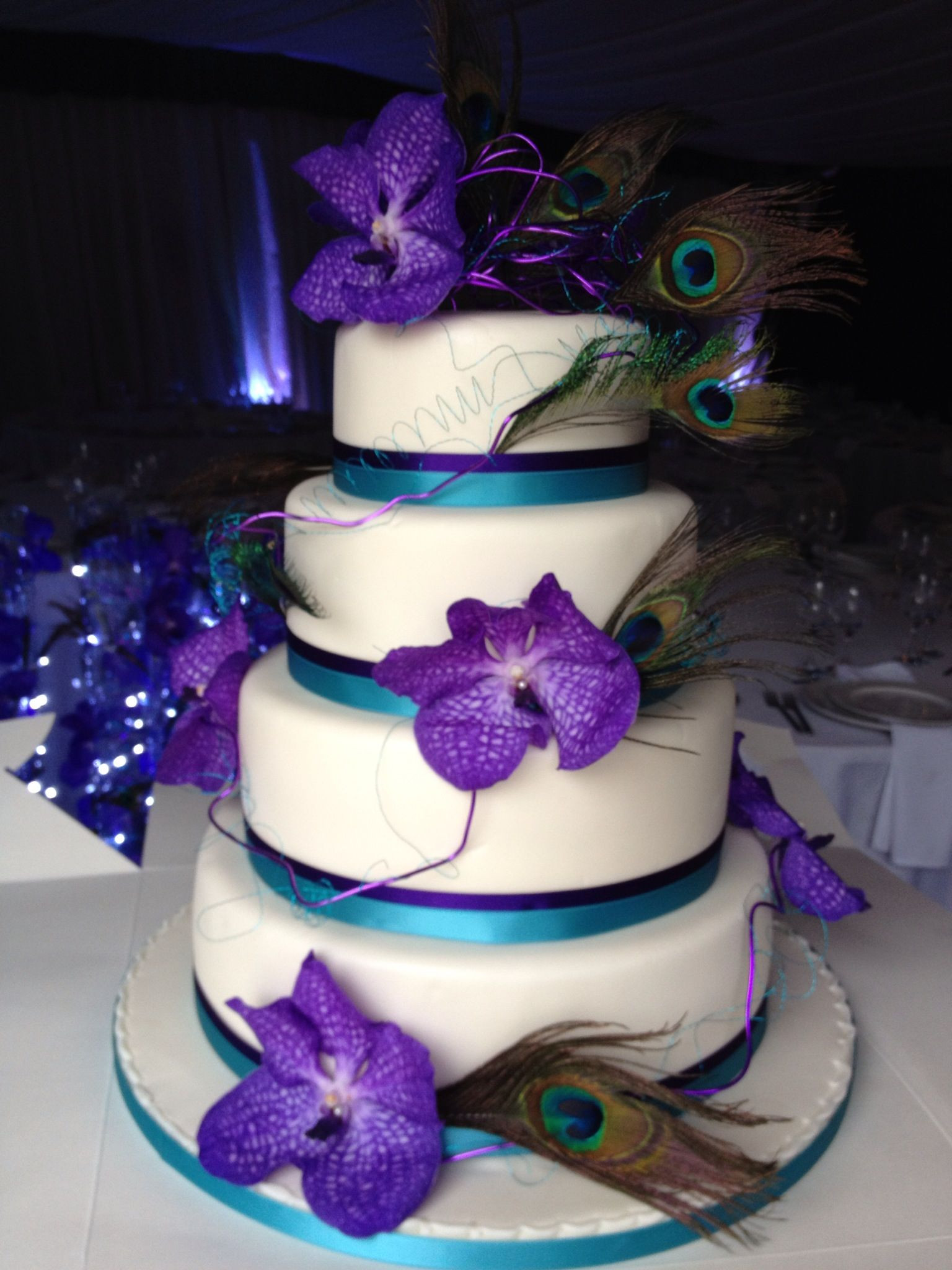 Purple And Turquoise Wedding Cakes
 Turquoise & Purple Cake without the peacock feathers and