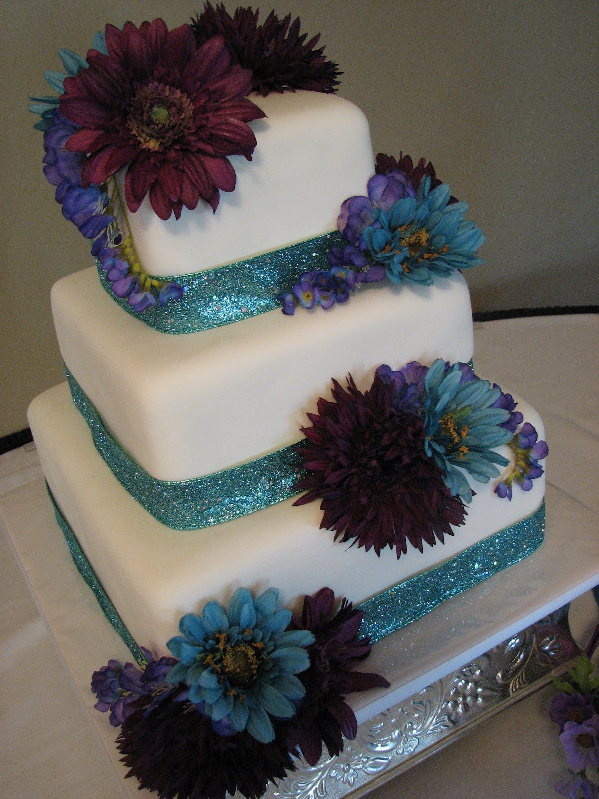 Purple And Turquoise Wedding Cakes
 Decadent Designs Brandy s Turquoise and Purple Wedding Cake